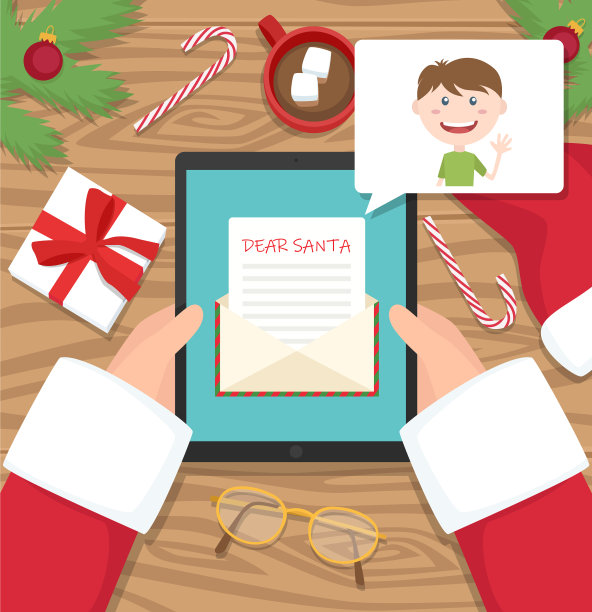 圣诞老人收到了一个小男孩的来信图片下载