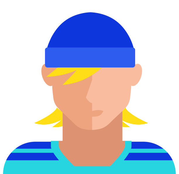 抽象的成年白人男性头像图标在现代充满活力的平面色彩上的白色背景图片下载