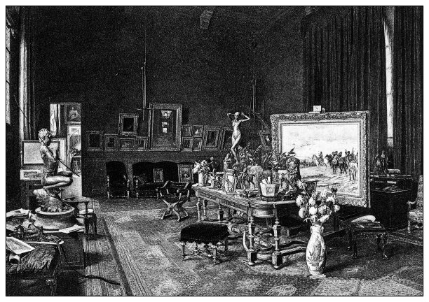 古董插图的重要人物的过去:让路易梅索尼耶的工作室图片下载
