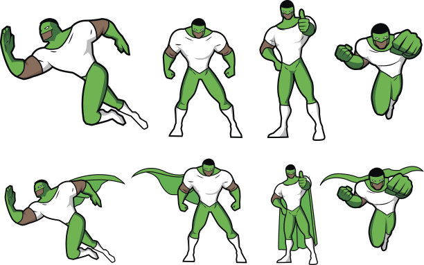 黑色超级英雄矢量插图集图片下载