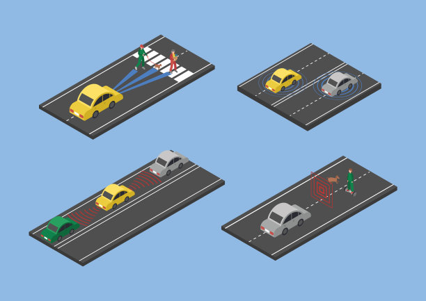 汽车跟踪导航系统等距矢量图片下载