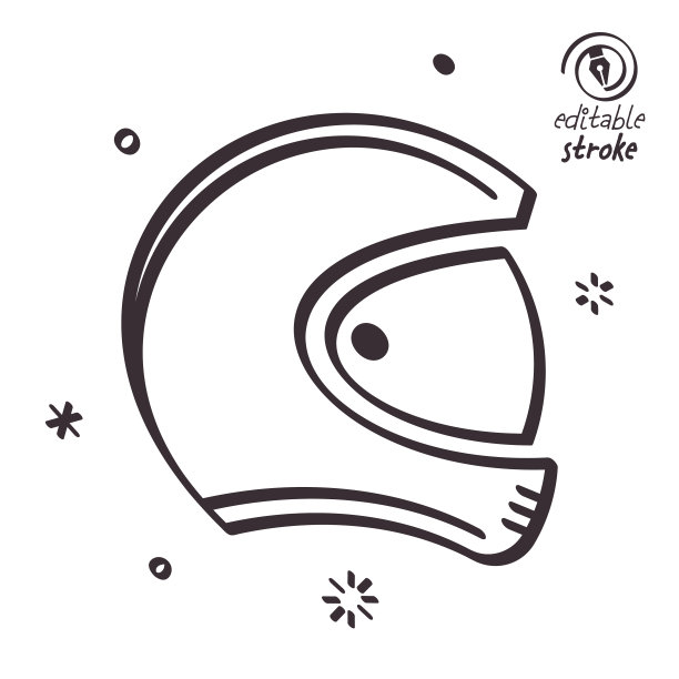 好玩的线条插图摩托车头盔图片下载