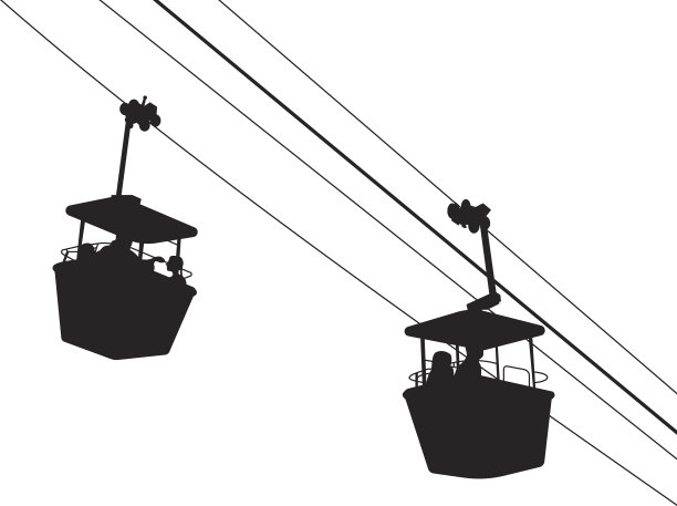 矢量插图的空中电车剪影与两个贡多拉图片下载