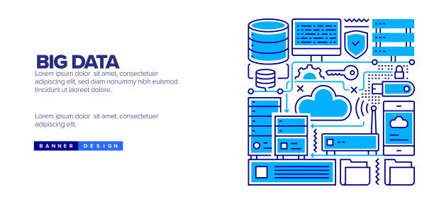 登陆页的大数据概念，网站横幅设计，在线广告，广告和营销材料图片下载