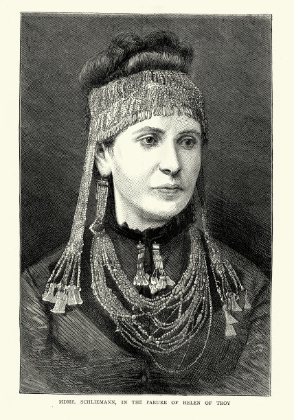 索菲娅·谢里曼戴着特洛伊海伦的帽子，普里阿摩斯的宝藏图片下载