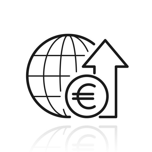 欧元加息。白色背景上反射的图标图片下载