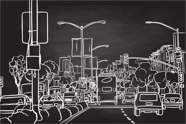 城市街道正常交通黑板图片下载