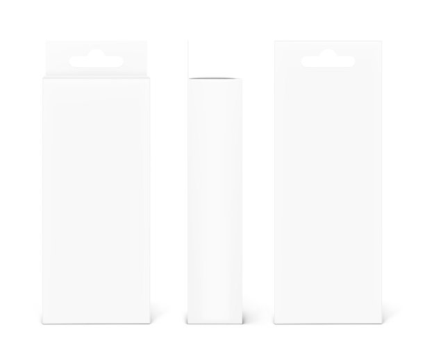 现实的纸板箱模型集。正面，背面和侧面视图。矢量插图隔离在白色背景上。图片下载