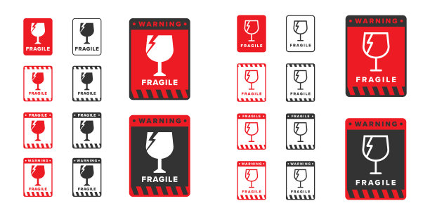 脆弱的图标标志红色矢量设计图片下载