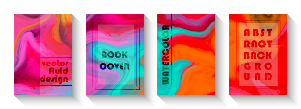 摘要多色流体背景设计集。艺术的封面设计。水彩笔触设计元素。液体大理石纹理。创意流体颜色背景。图片下载