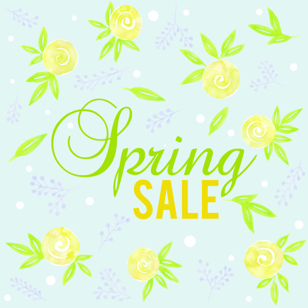 水彩黄花春季销售设计的广告，横幅，传单和传单。图片下载