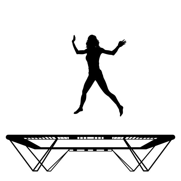 一个女人正在蹦床上跳图片下载