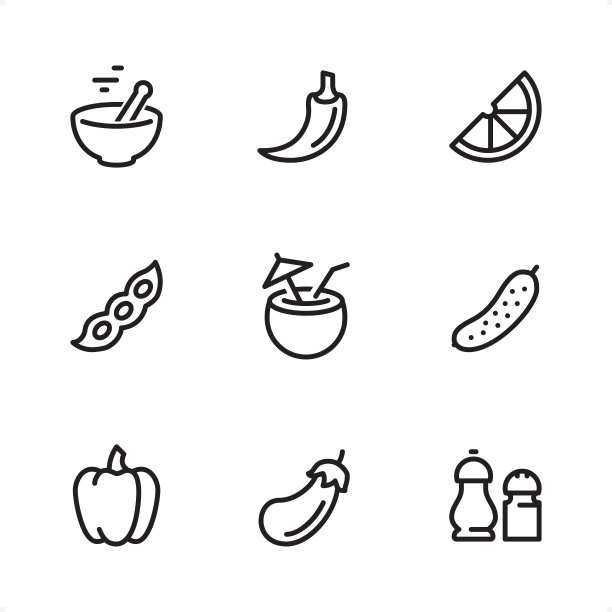 素食食品-单线图标图片下载
