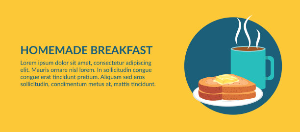 可爱早餐食品横幅图片下载