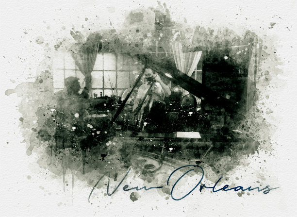 新奥尔良爵士三重奏明信片-混合数字技术图片下载