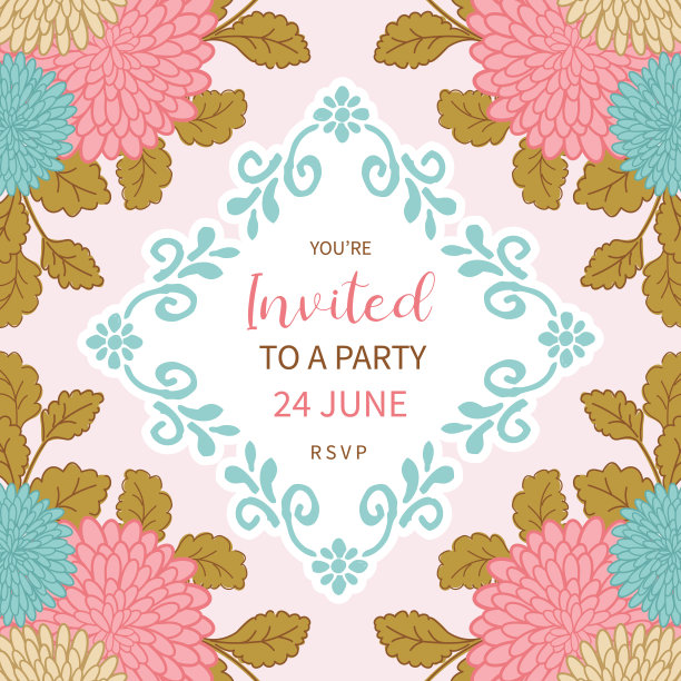 漂亮的菊花邀请模板图片下载