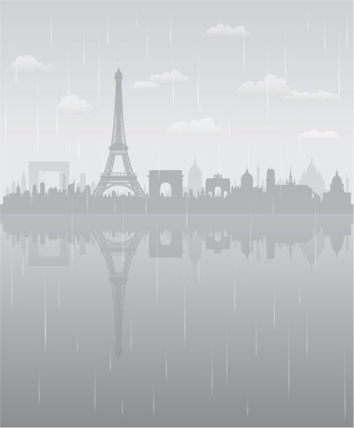 雨中的巴黎(所有建筑都是完整的和可移动的)图片下载