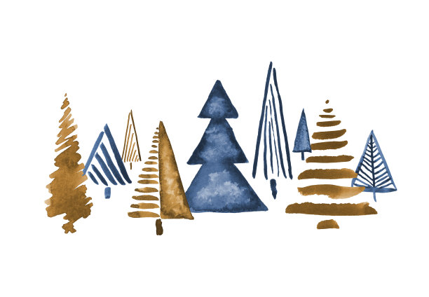 水彩圣诞树孤立在白色背景图片下载