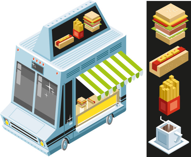 等距快餐车图片下载