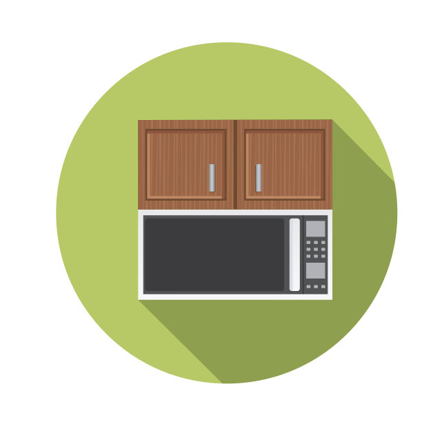 在橱柜微波炉平面设计厨房图标图片下载
