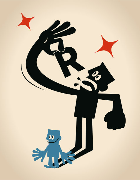 这位商人面带微笑，而他的影子正在吃一块南非兰特货币的标志图片下载