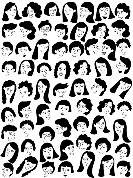 人物头像图标集。不同性别和种族的人图片下载