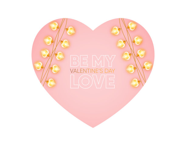 情人节，情人节。心中发光的花环。心形背景。图片下载