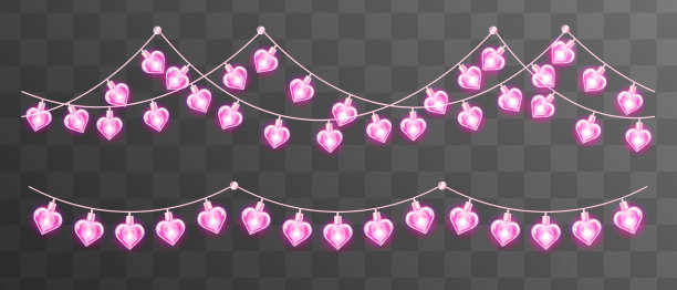 心中发光的花环。情人节的装饰。图片下载