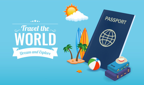 旅游组合和度假用品。矢量图形图片下载