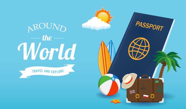 旅游组合和度假用品。矢量图形图片下载