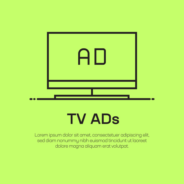 电视广告矢量线图标-简单的细线图标，优质的设计元素图片下载