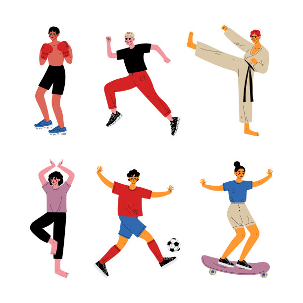 年轻的男子和女子运动员做运动矢量集图片下载