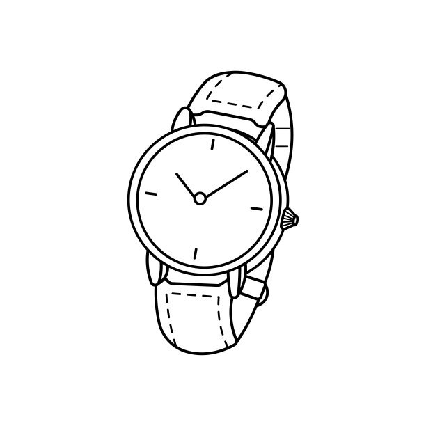 手绘小朋友画矢量插图腕表平面卡通孤立图片下载