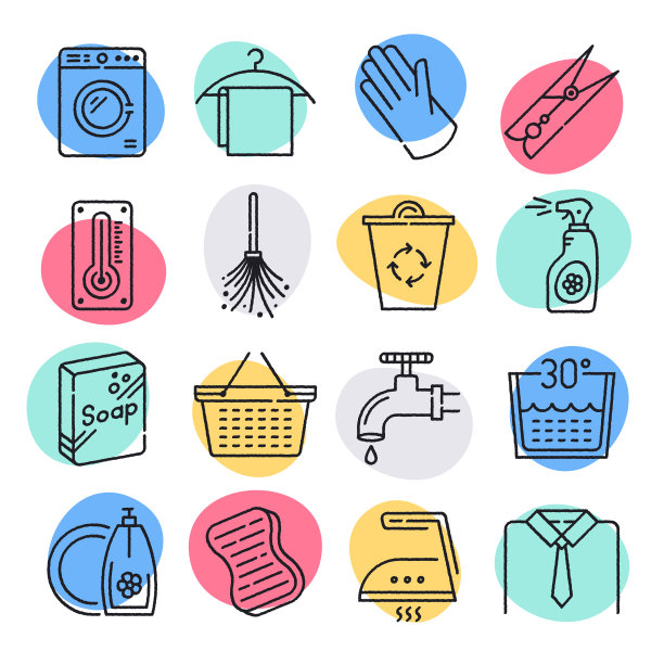 卫生控制在食品工业涂鸦风格矢量图标设置图片下载