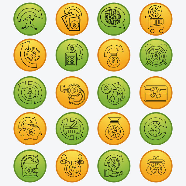 现金返还概念在平面风格。套钱现金回线性图标上孤立的白色背景。图片下载