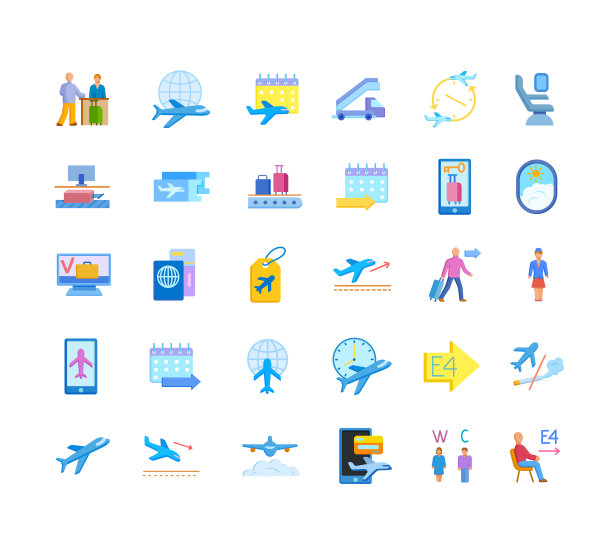机场平面图标套装图片下载