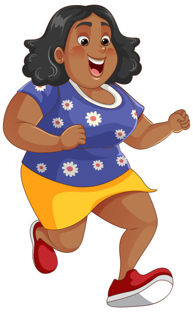 胖乎乎的跑步姿势卡通人物图片下载