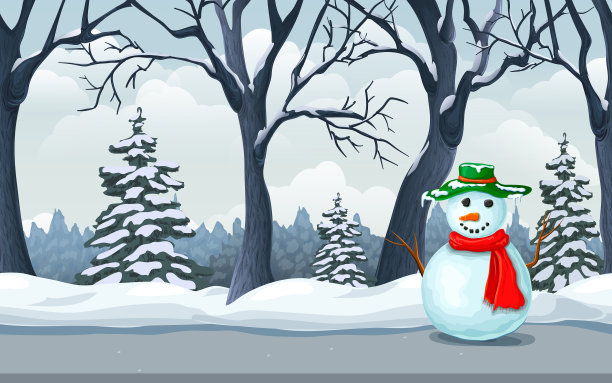 冬季卡通背景或图片与雪图片下载