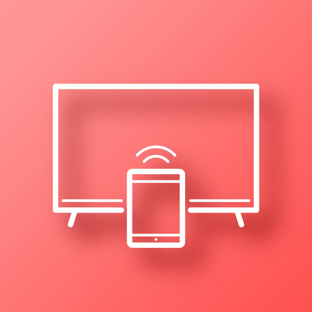 电视与平板电脑。图标在红色背景与阴影图片下载