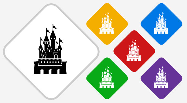 城堡颜色钻石矢量图标图片下载