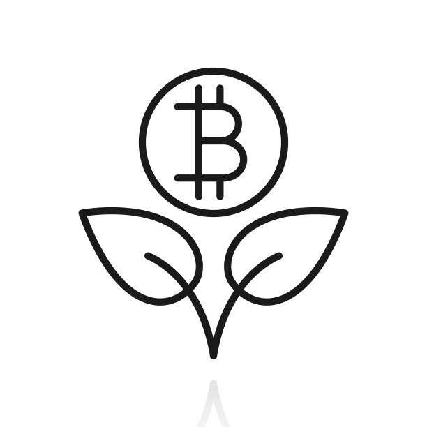 比特币。白色背景上反射的图标图片下载