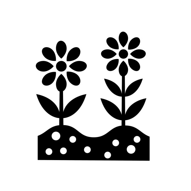 黑色和白色园艺图标-花图片下载