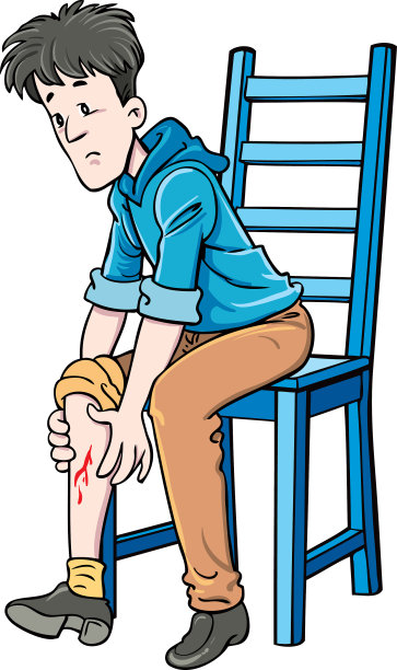 一个腿受伤的年轻人。图片下载