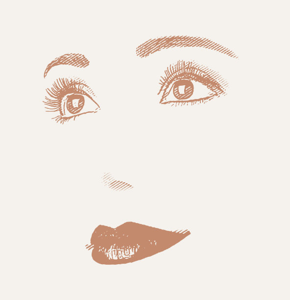 高键雕刻女人的眼睛和嘴唇与微笑的愉快的面部表情图片下载