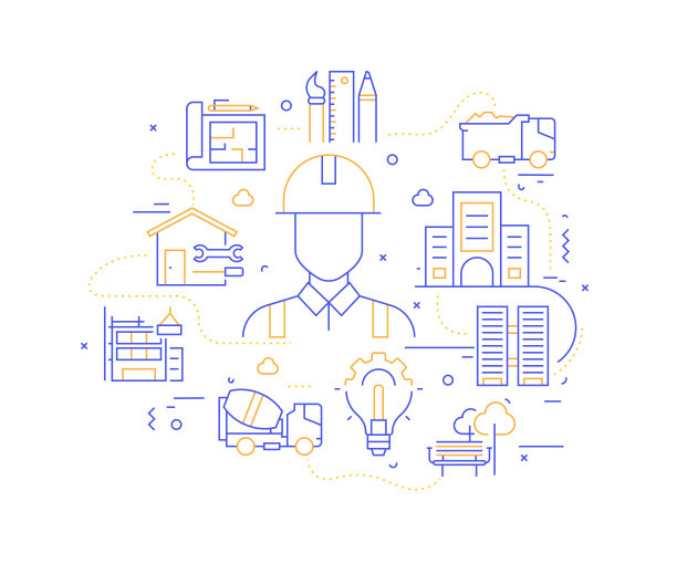 建筑相关的线风格横幅设计网页，标题，小册子，年度报告和书籍封面图片下载