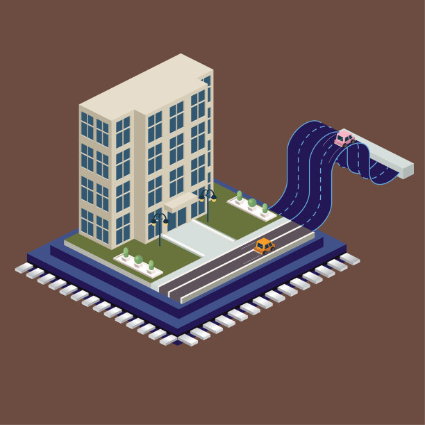 等距建筑概念-智能办公室瓷砖图片下载