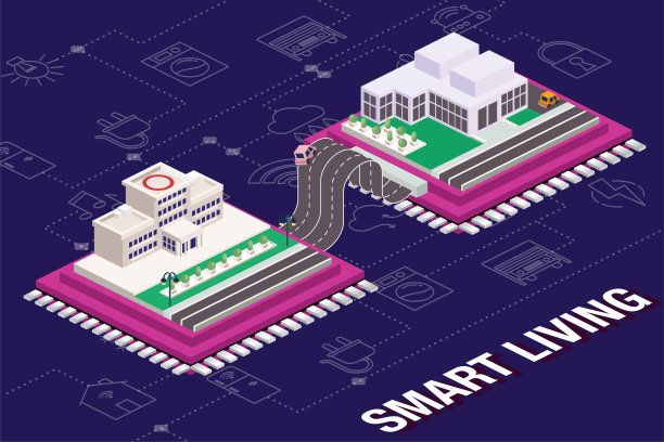 等距建筑概念-连接带状电缆瓦图片下载