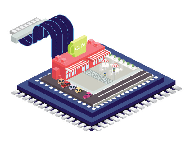 等距建筑概念-智能商店瓷砖图片下载