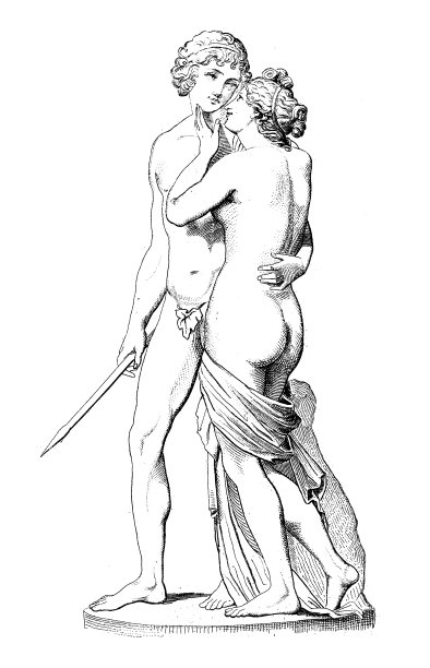 古董插图:艺术，维纳斯和阿多尼斯，安东尼奥卡诺瓦，18世纪图片下载