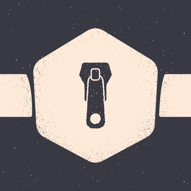 Grunge拉链图标孤立的灰色背景图片下载